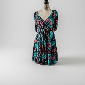 Torrid Teal and Pink Floral Mini Dress